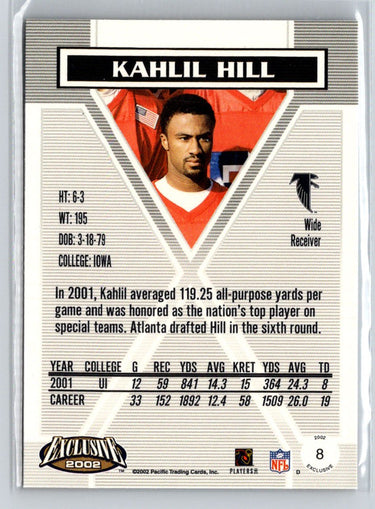 2002 Pacific Exclusive #8 Kahlil Hill Gold V57
