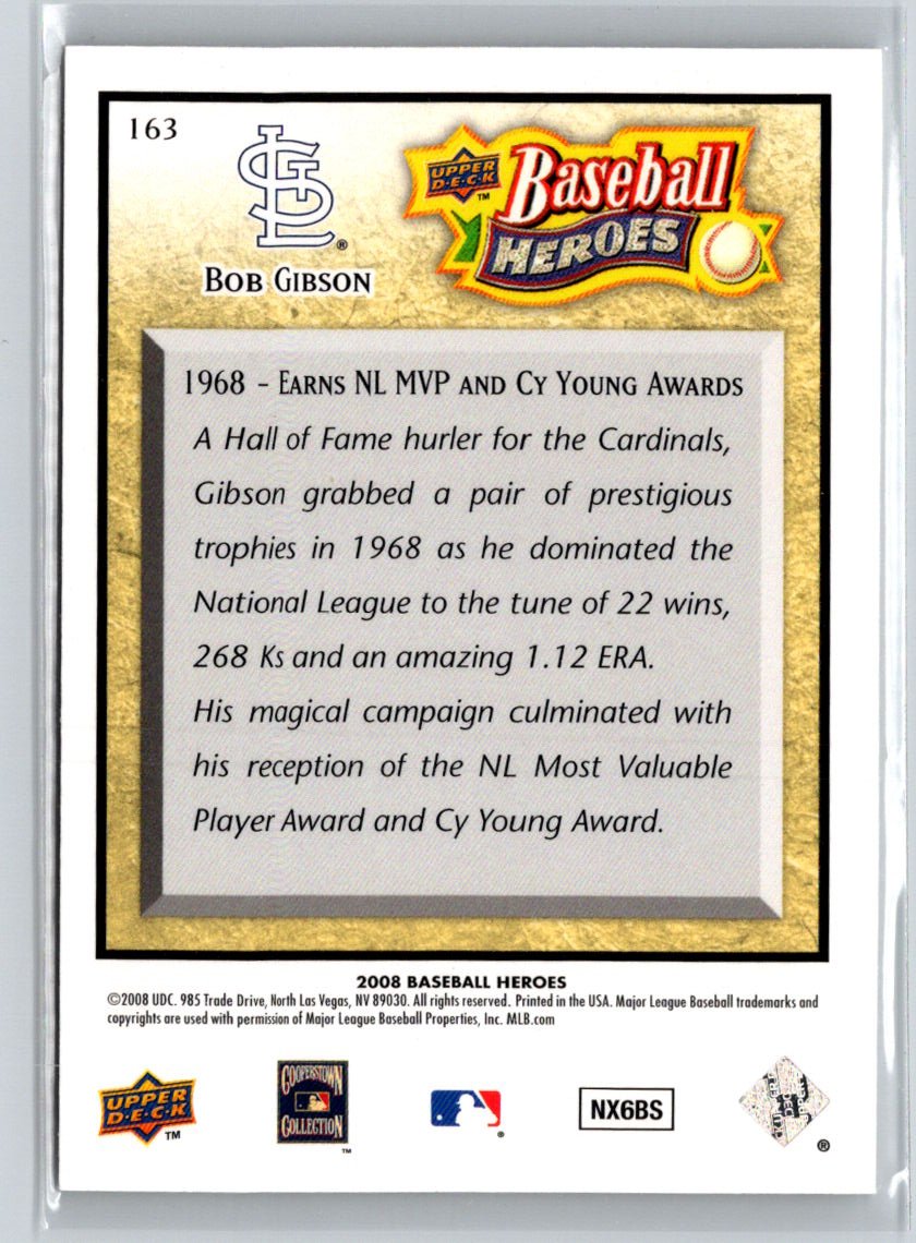 2008 Upper Deck Baseball Heroes #163 Bob Gibson V58