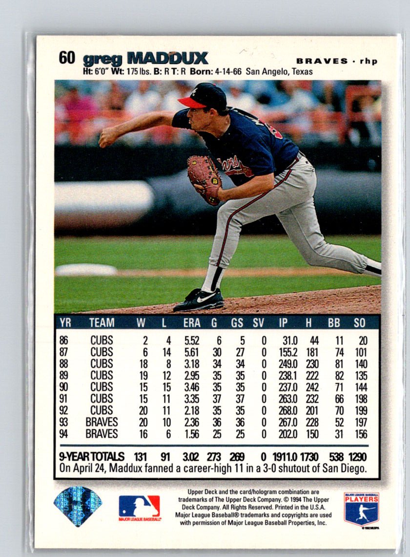 1995 Collector's Choice SE #60 Greg Maddux V59