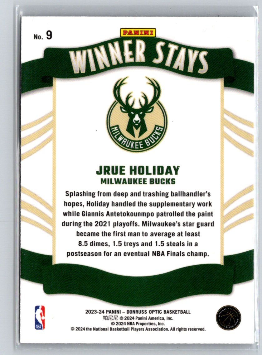 2023-24 Donruss Optic #9 Jrue Holiday Winner Stays V60