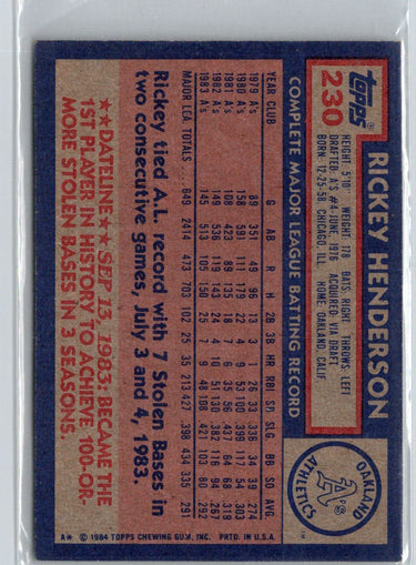 1984 Topps #230 Rickey Henderson V61