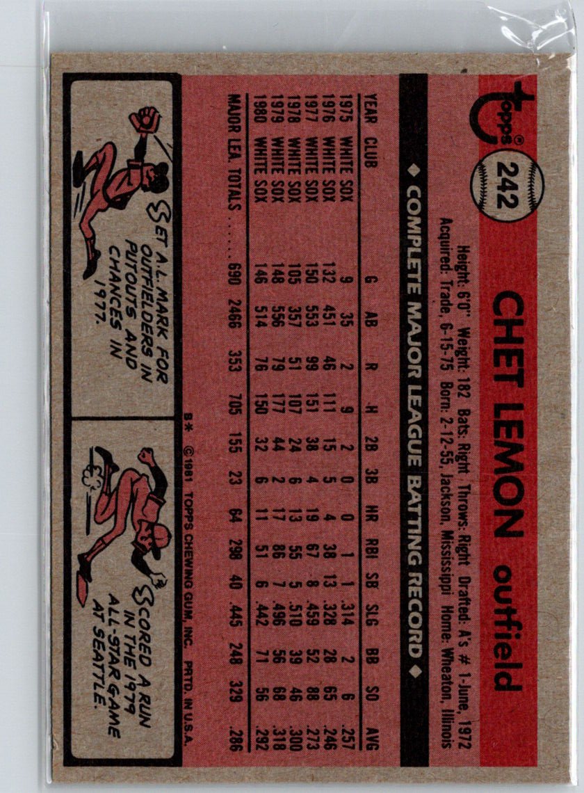 1981 Topps #242 Chet Lemon V61