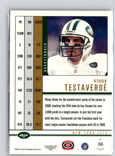 2001 Pacific Dynagon #66 Vinny Testaverde Premiere Date #/135 V61