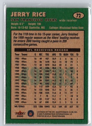 2000 Fleer Tradition #72 Jerry Rice V62