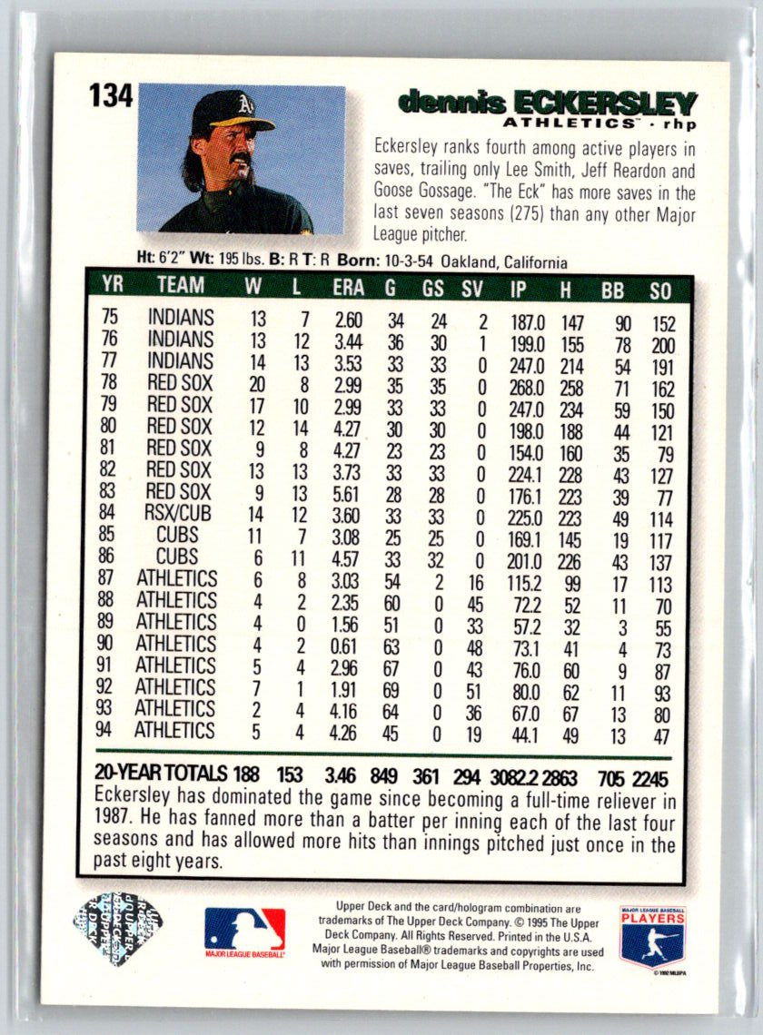 1995 Collector's Choice #134 Dennis Eckersley V63
