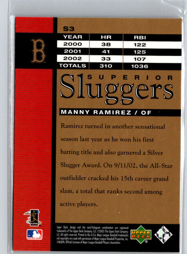2003 Upper Deck #S3 Manny Ramirez Superior Sluggers V63