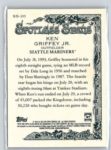 2023 Topps Allen & Ginter #SS-20 Ken Griffey Jr. Spotless Spans V64