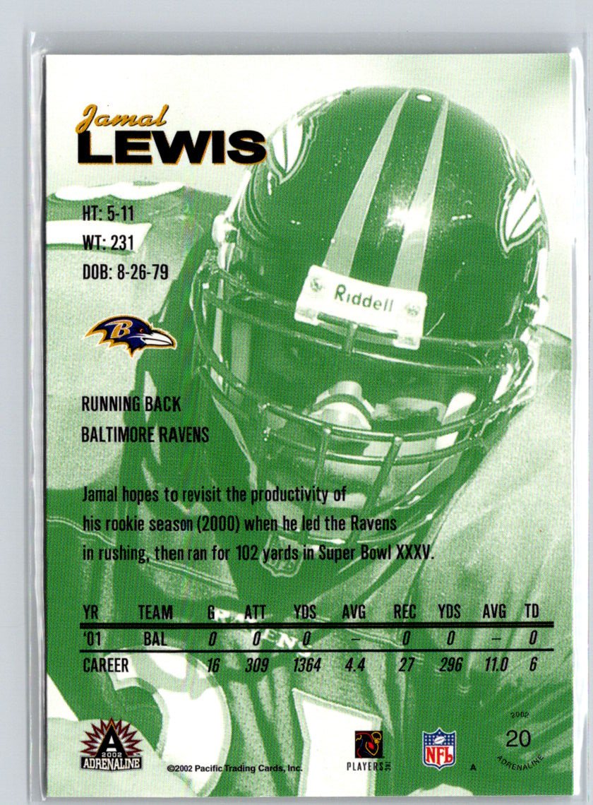 2002 Pacific Adrenaline #20 Jamal Lewis V65