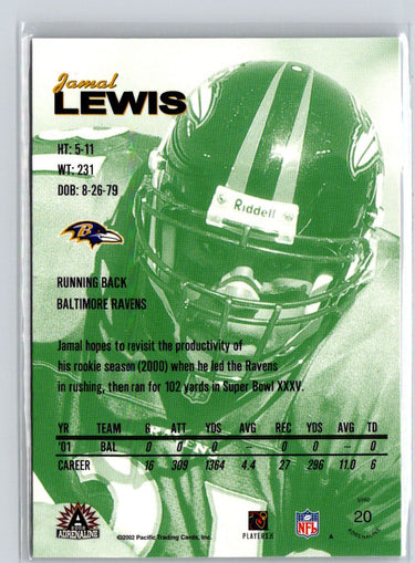 2002 Pacific Adrenaline #20 Jamal Lewis V65