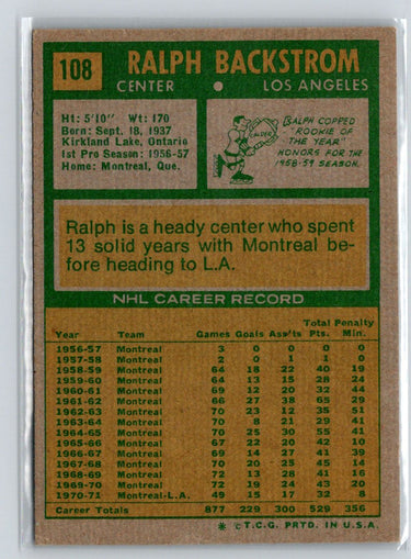 1971-72 Topps #108 Ralph Backstrom V66