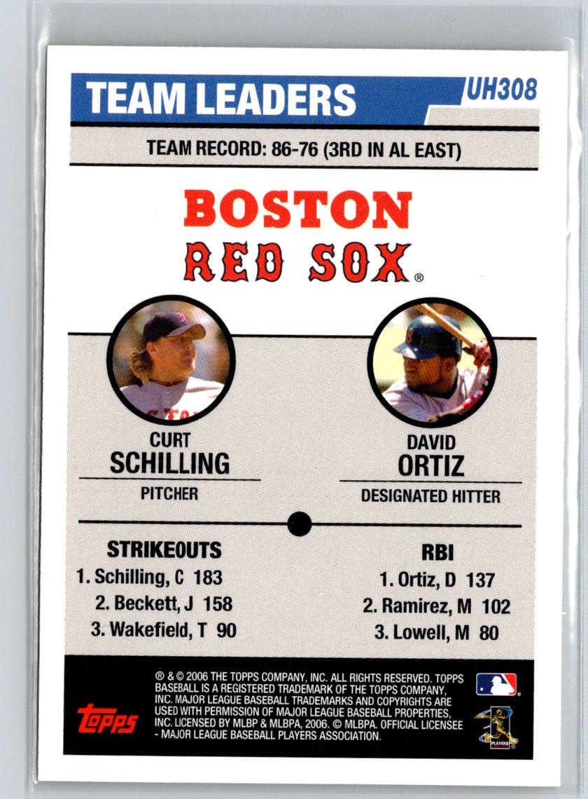 2006 Topps Update UH308 Red Sox Team Leaders Curt Schilling David Ortiz TL V67