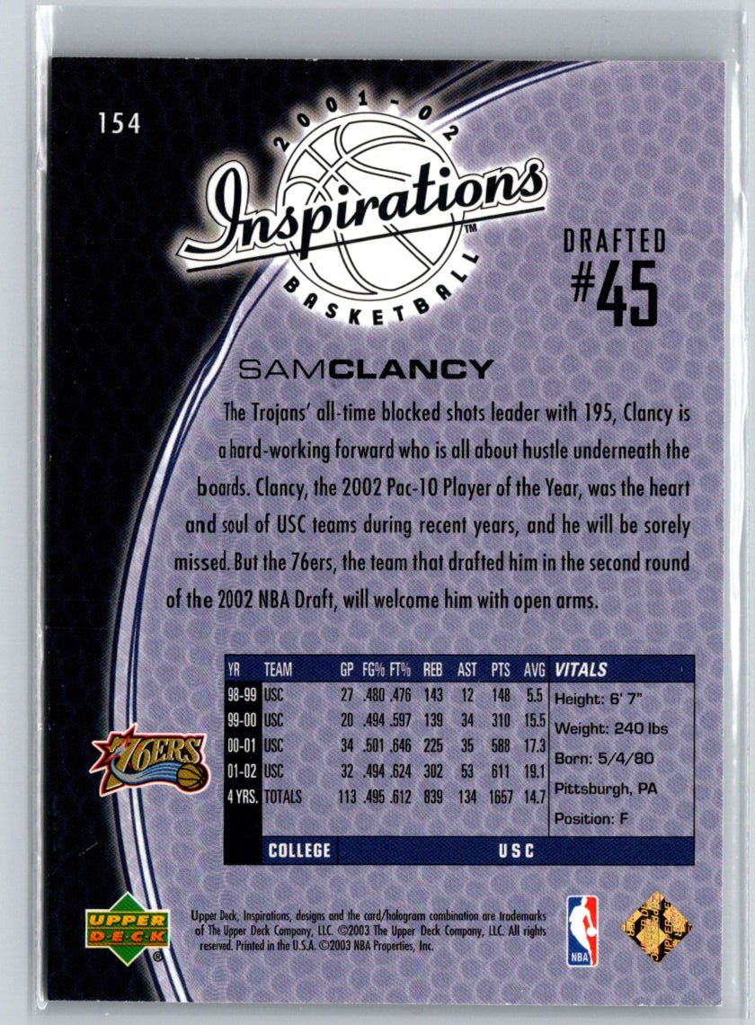 2001-02 Upper Deck Inspirations #154 Sam Clancy #/2699 V67