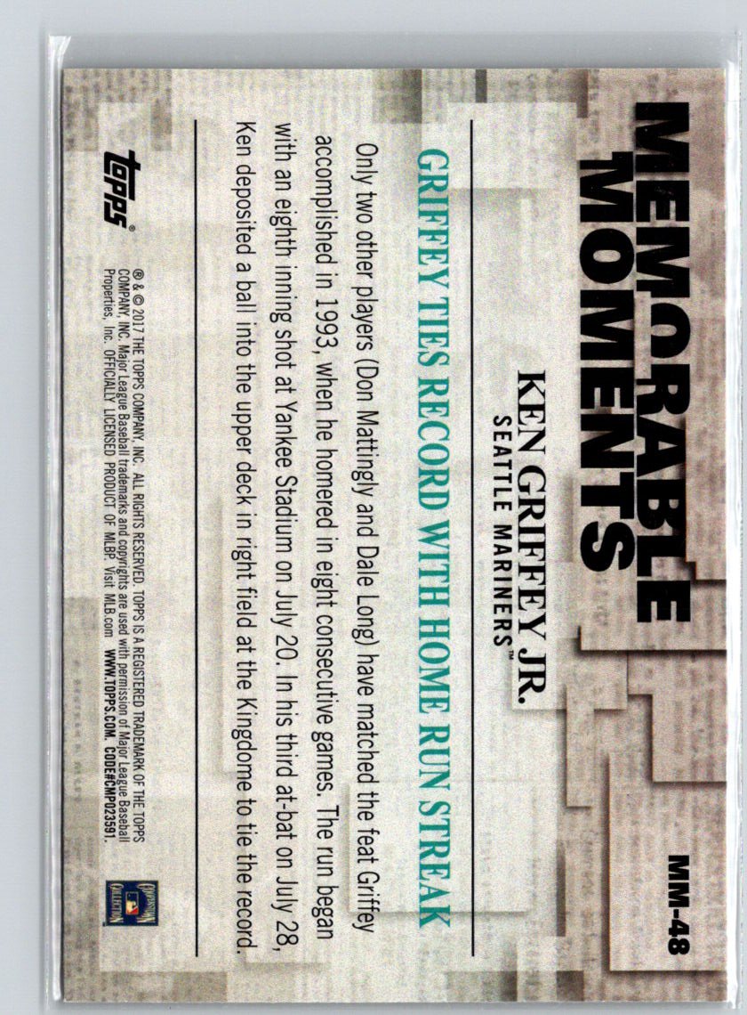 2017 Topps #MM-48 Ken Griffey Jr. Memorable Moments V70