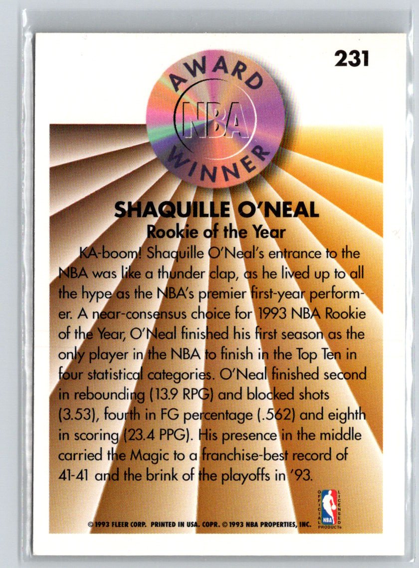 1993-94 Fleer #231 Shaquille O'Neal V70