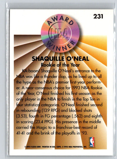 1993-94 Fleer #231 Shaquille O'Neal V70