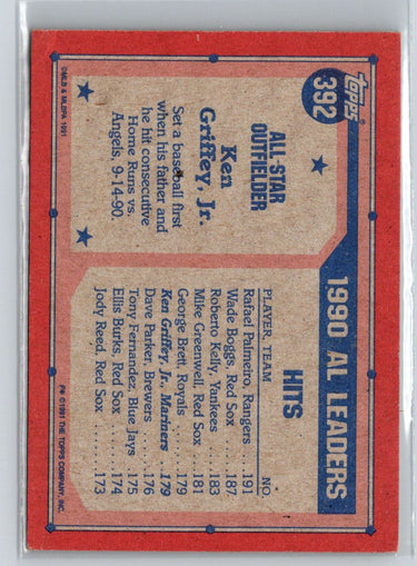 1991 Topps #392 Ken Griffey, Jr. W01