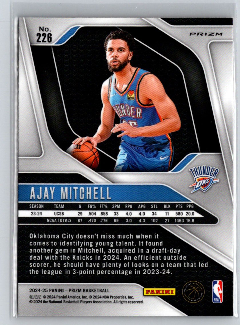 2024-25 Panini Prizm #226 Ajay Mitchell Prizms Orange Ice W01