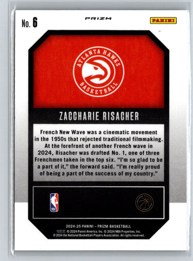 2024-25 Panini Prizm #6 Zaccharie Risacher Emergent Prizms Green W01