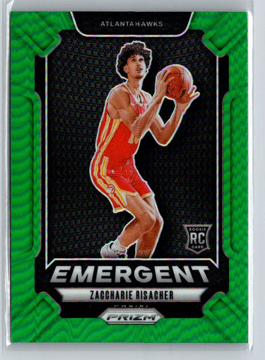 2024-25 Panini Prizm #6 Zaccharie Risacher Emergent Prizms Green W01