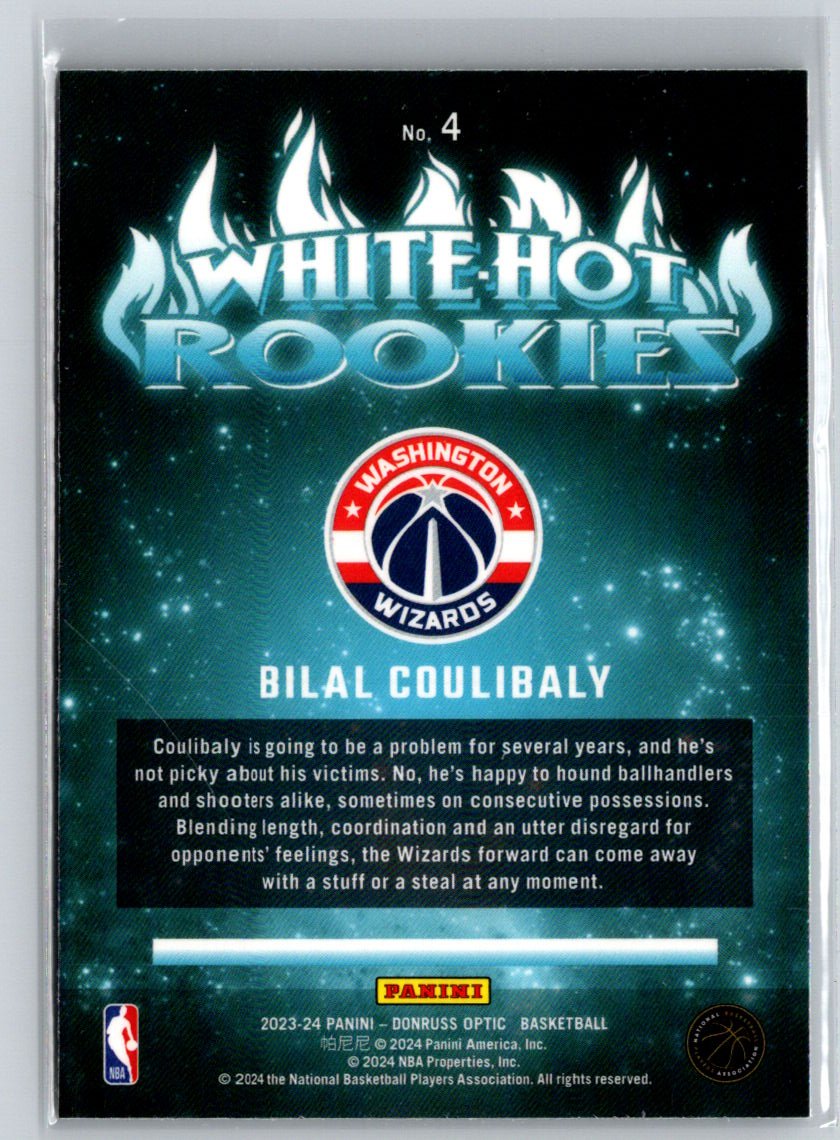 2023-24 Donruss Optic #4 Bilal Coulibaly White Hot Rookies Holo W01