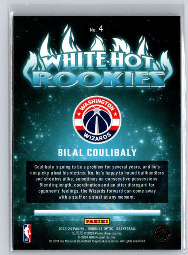2023-24 Donruss Optic #4 Bilal Coulibaly White Hot Rookies Holo W01
