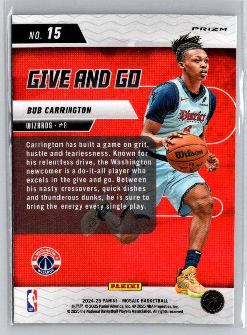 2024-25 Panini Mosaic #15 Bub Carrington Give and Go Mosaic W01