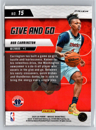 2024-25 Panini Mosaic #15 Bub Carrington Give and Go Mosaic W01