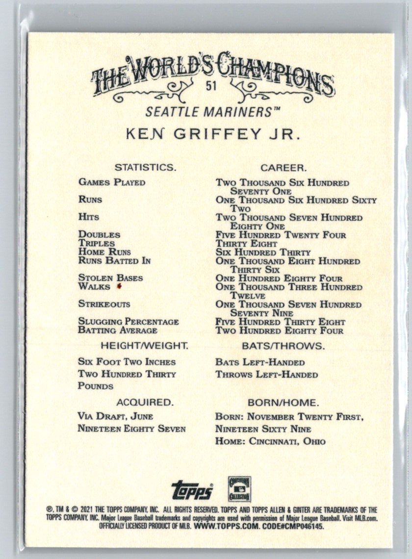 2021 Topps Allen & Ginter #51 Ken Griffey Jr. W02