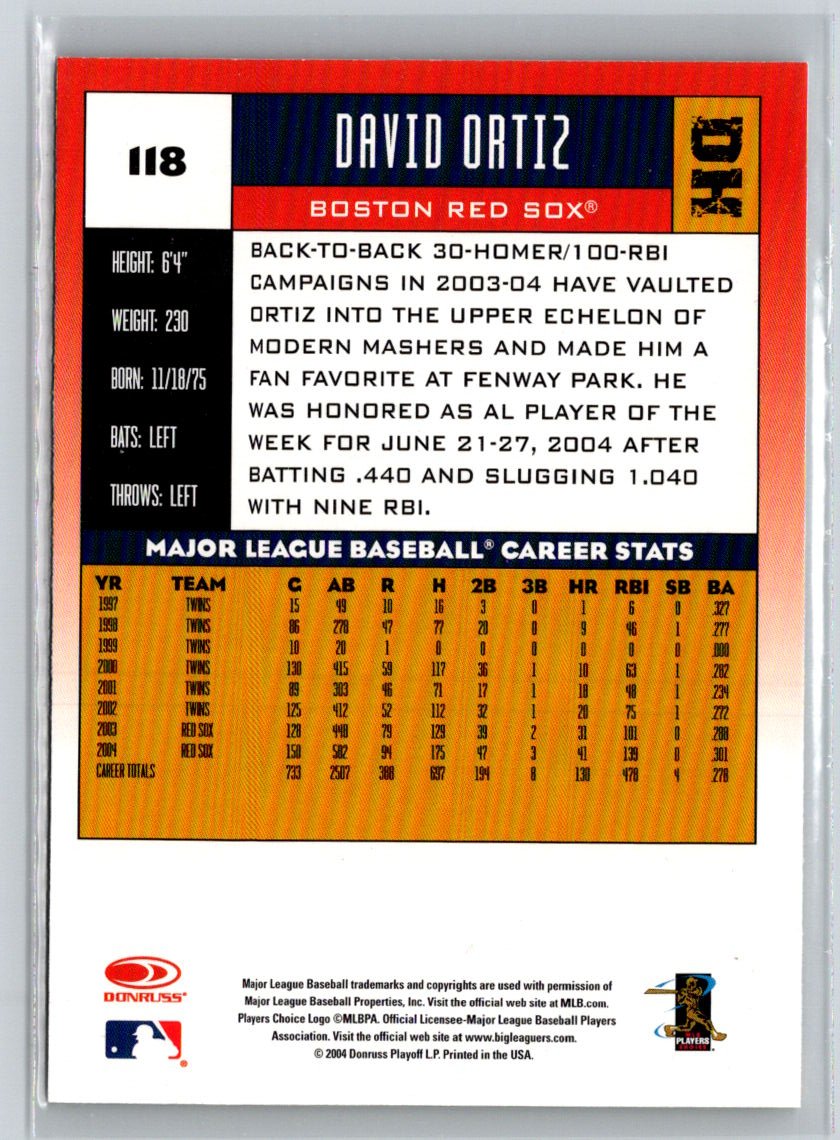 2005 Donruss #118 David Ortiz W02