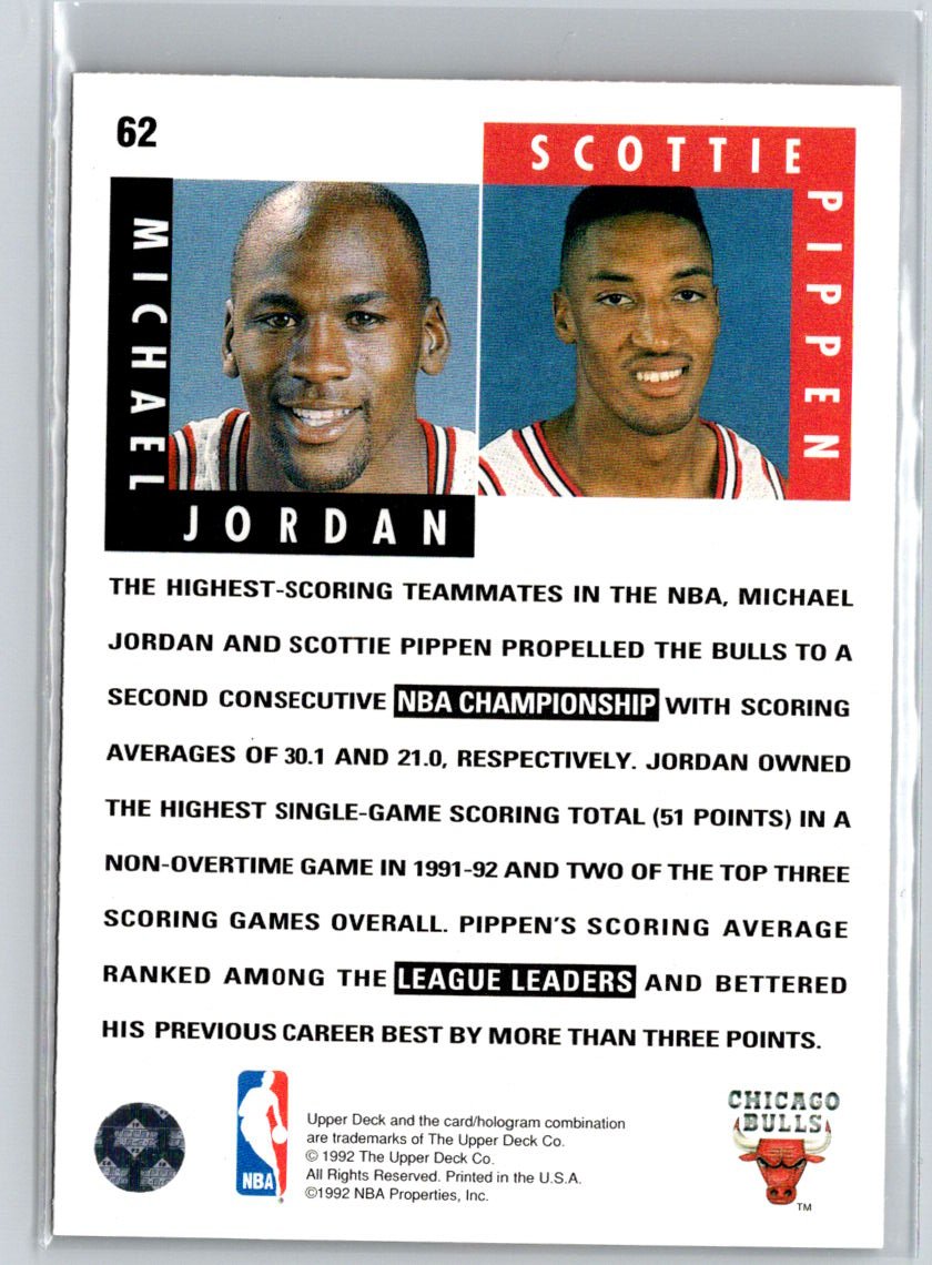1992-93 Upper Deck #62b Michael Jordan / Scottie Pippen W03