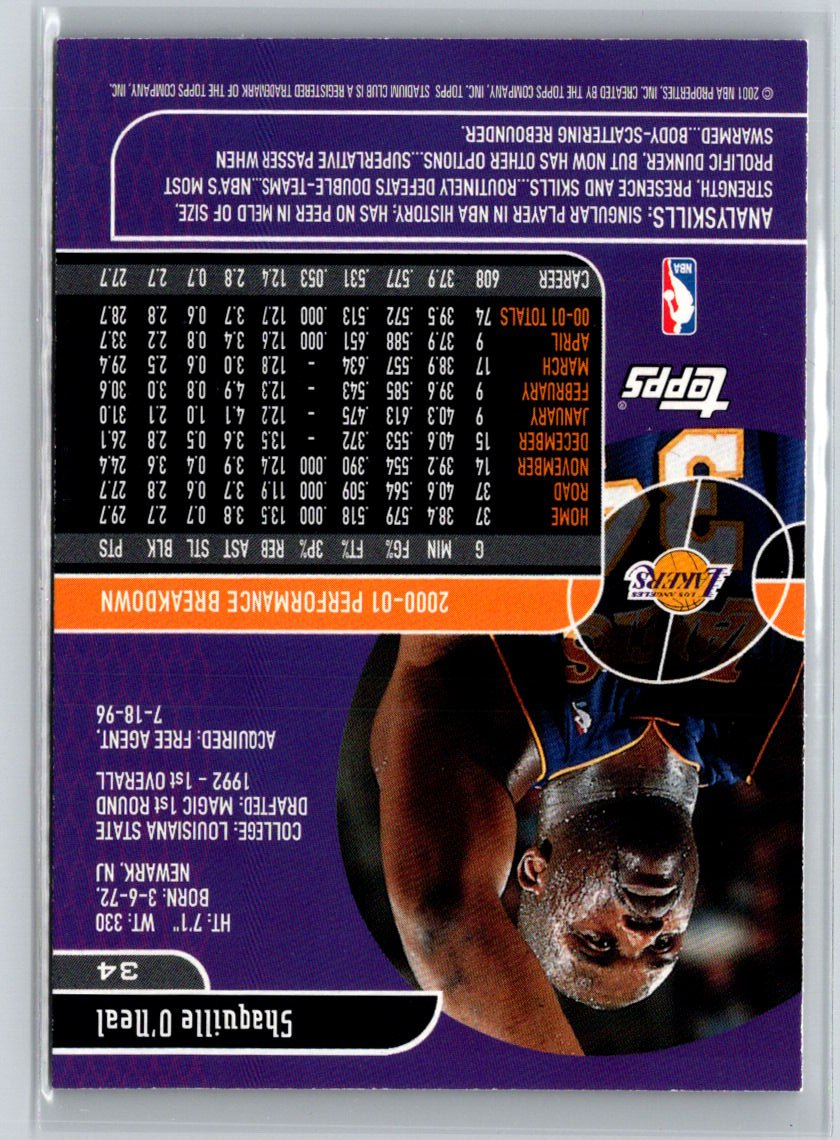 2001-02 Stadium Club #34 Shaquille O'Neal Parallel W04