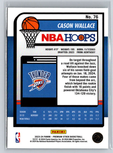 2023-24 Hoops Premium Stock #76 Cason Wallace W12