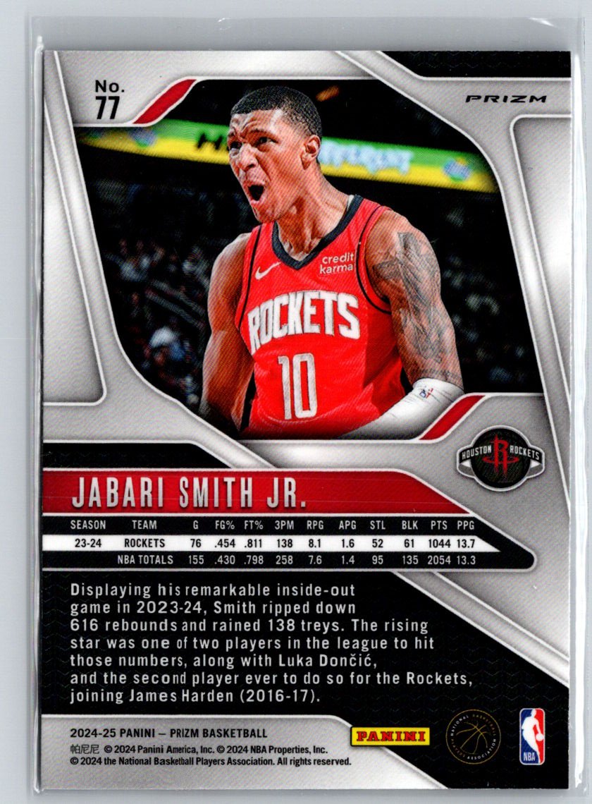 2024-25 Panini Prizm #77 Jabari Smith Jr. Prizms Red White and Blue W12