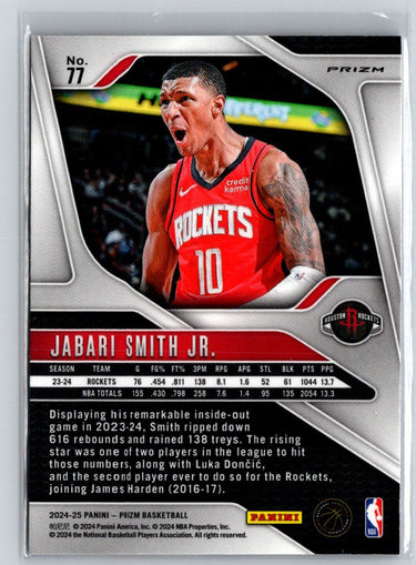 2024-25 Panini Prizm #77 Jabari Smith Jr. Prizms Red White and Blue W12