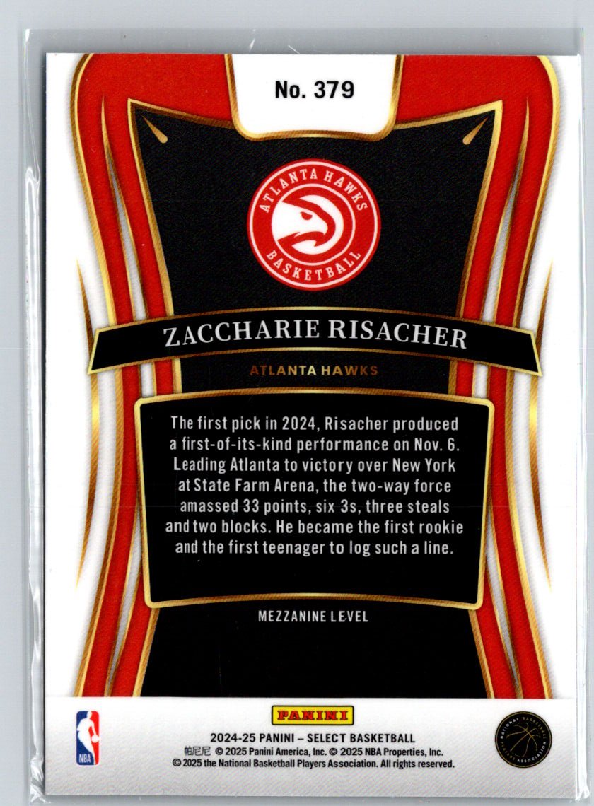 2024-25 Panini Select #379 Zaccharie Risacher W12