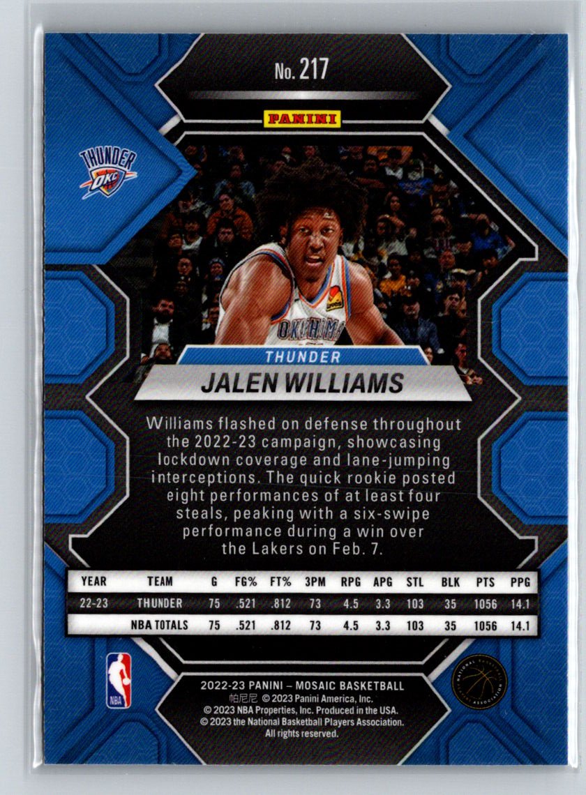 2022-23 Panini Mosaic #217 Jalen Williams W13