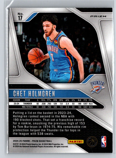2024-25 Panini Prizm #17 Chet Holmgren Prizms Silver W13