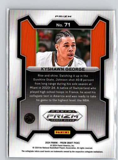 2024 Panini Prizm Draft Picks #71 Kyshawn George Prizms Purple Wave W14