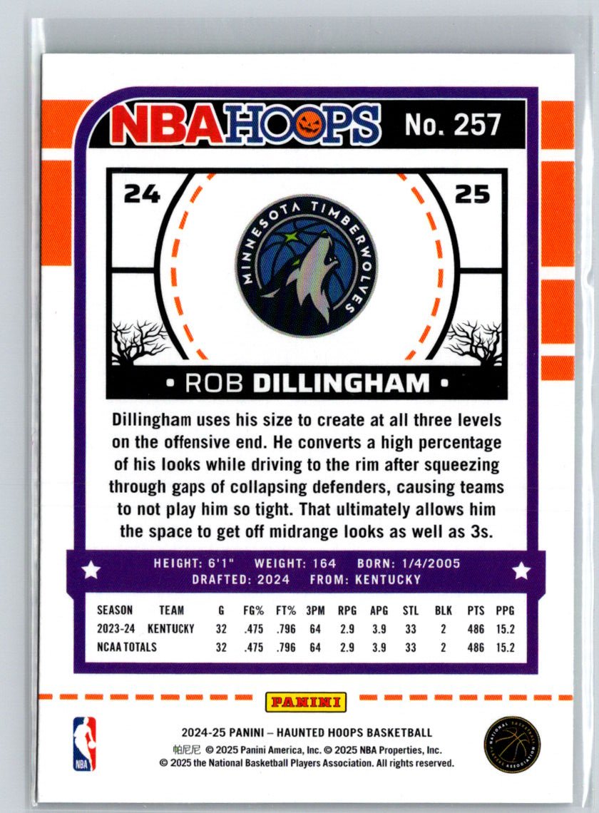 2024-25 Hoops Haunted Hoops #257 Rob Dillingham Slime W15