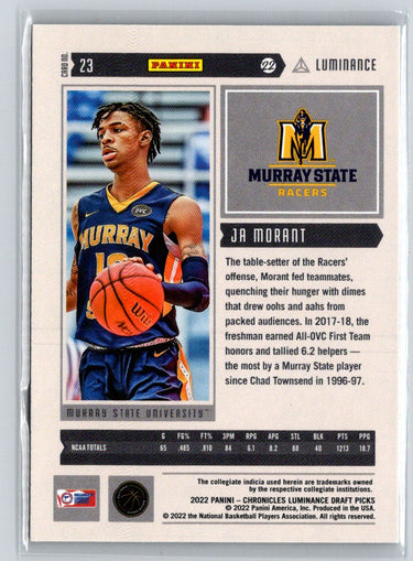 2022 Panini Chronicles Draft Picks #23 Ja Morant Luminance Pink W15