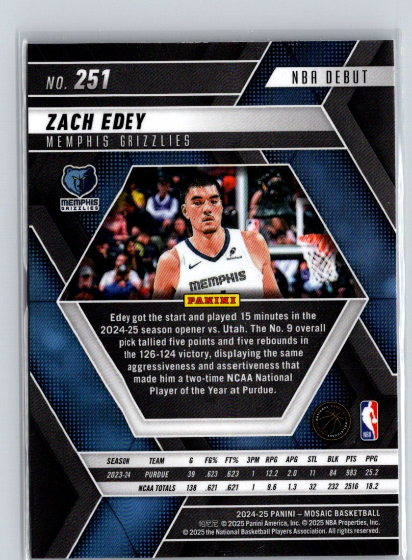 2024-25 Panini Mosaic #251 Zach Edey W15