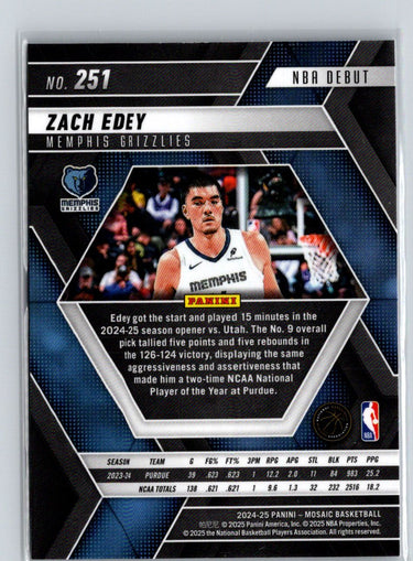 2024-25 Panini Mosaic #251 Zach Edey W15