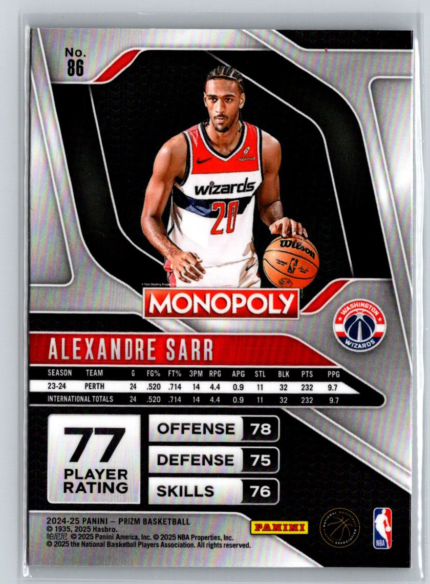2024-25 Panini Prizm Monopoly #86 Alexandre Sarr W15