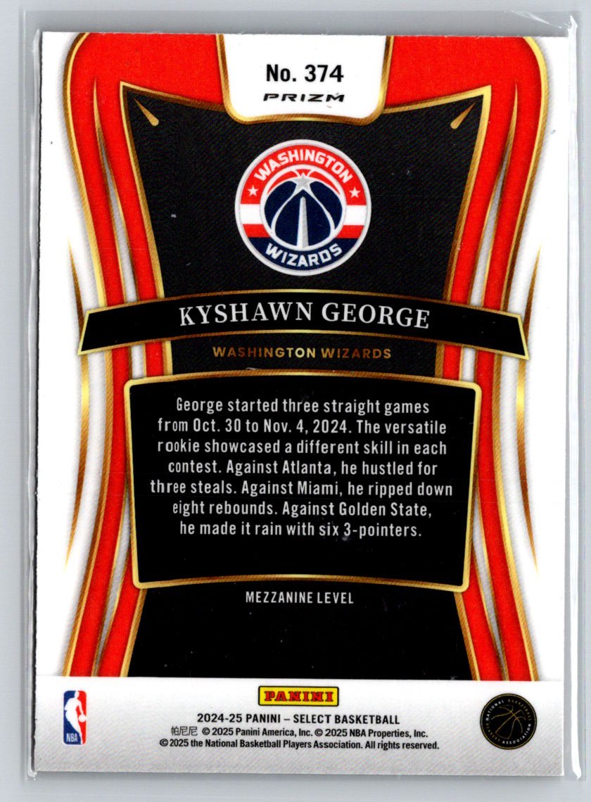 2024-25 Panini Select #374 Kyshawn George Orange Tectonic Prizm W16