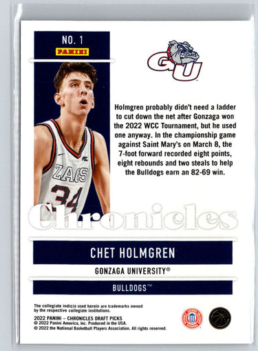 2022 Panini Chronicles Draft Picks #1 Chet Holmgren Bronze W16
