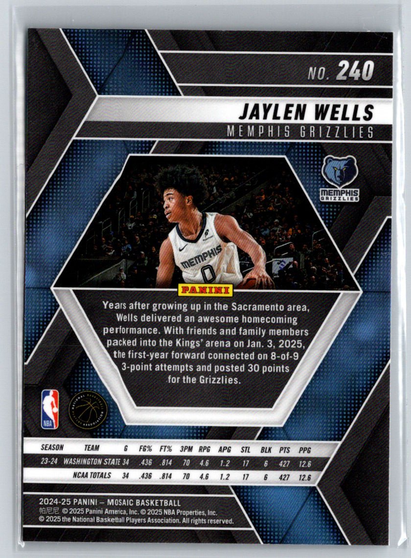 2024-25 Panini Mosaic #240 Jaylen Wells W16