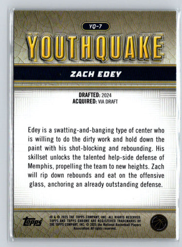 2024-25 Topps Chrome - YouthQuake #YQ-7 Zach Edey W16