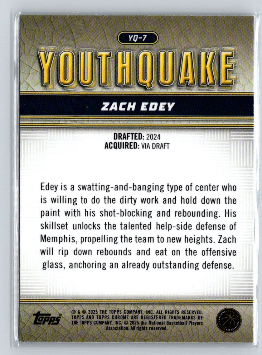 2024-25 Topps Chrome - YouthQuake #YQ-7 Zach Edey W16