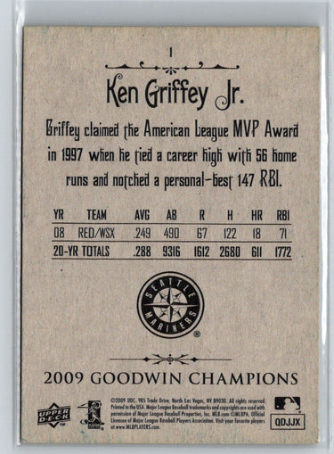 2009 Upper Deck Goodwin Champions #1a Ken Griffey Jr. W18