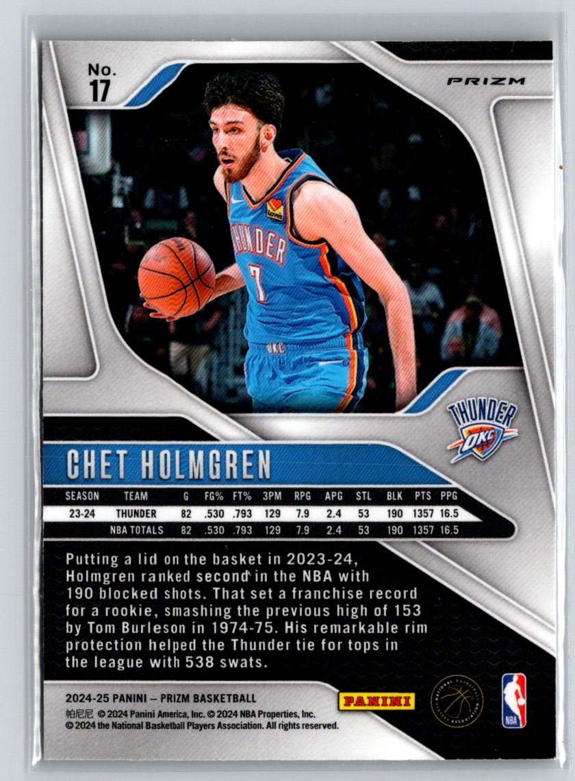 2024-25 Panini Prizm #17 Chet Holmgren Prizms Ice W18